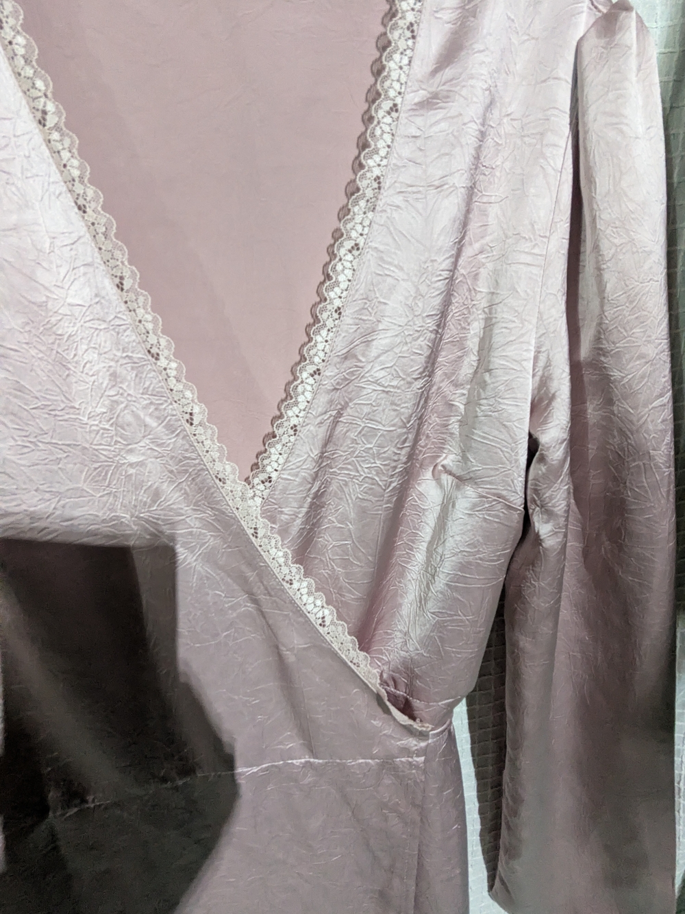 Women's Pink Lace-Trim Wrap Dress - Picture 2 of 2